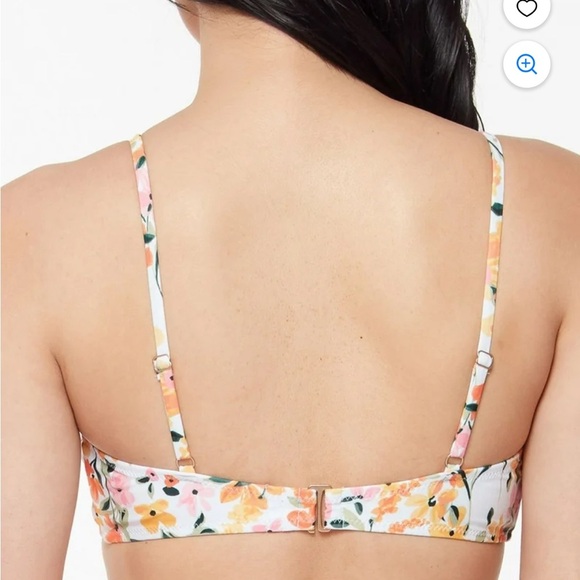 JESSICA SIMPSON White Floral Ruche Summer Dreaming Bikini Top Swimsuit Large NWT - Picture 2 of 9